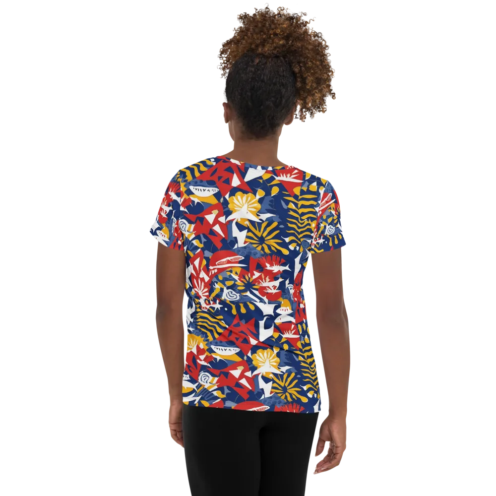 Marigold Riot on Women's Athletic T-Shirt — Back