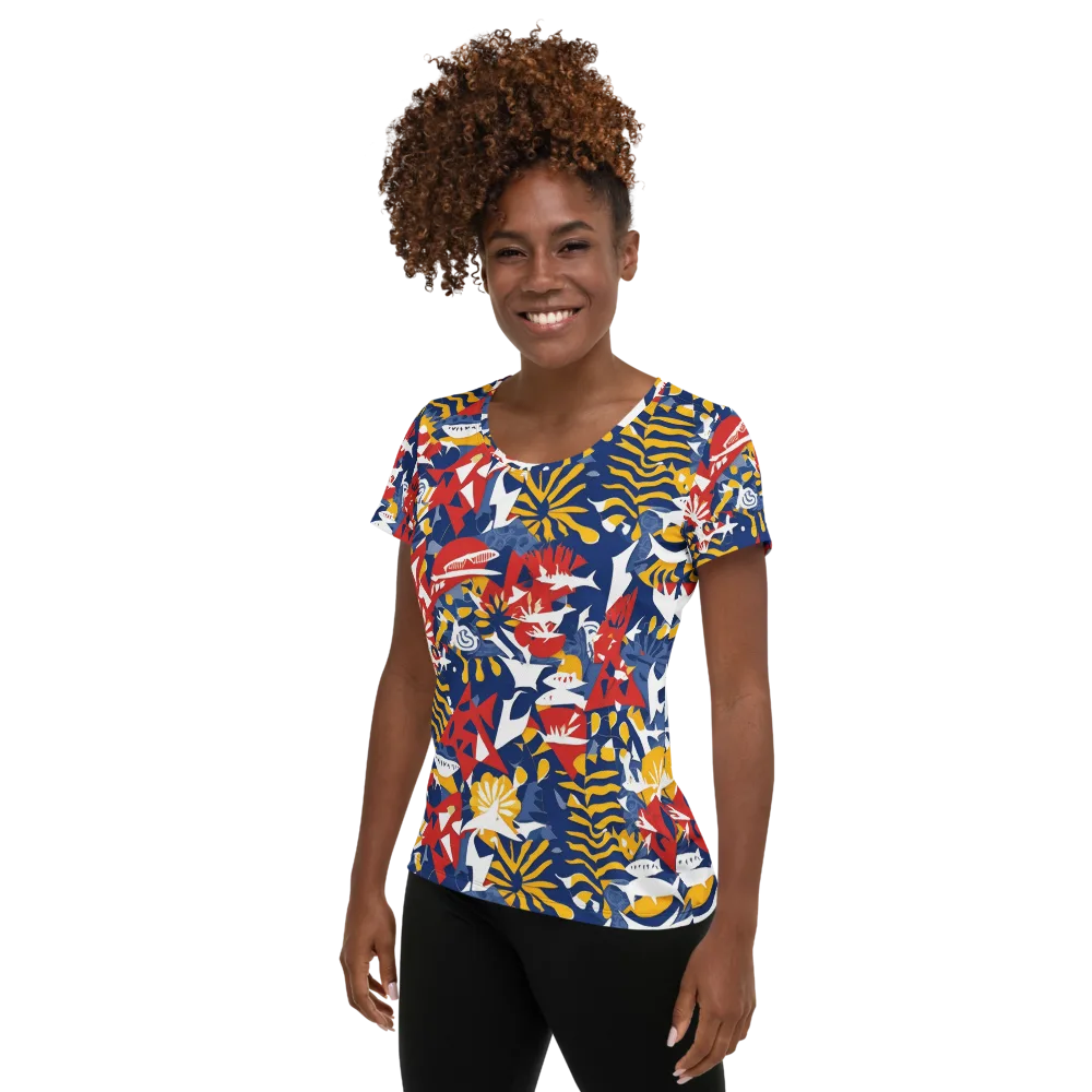 Marigold Riot on Women's Athletic T-Shirt — Left