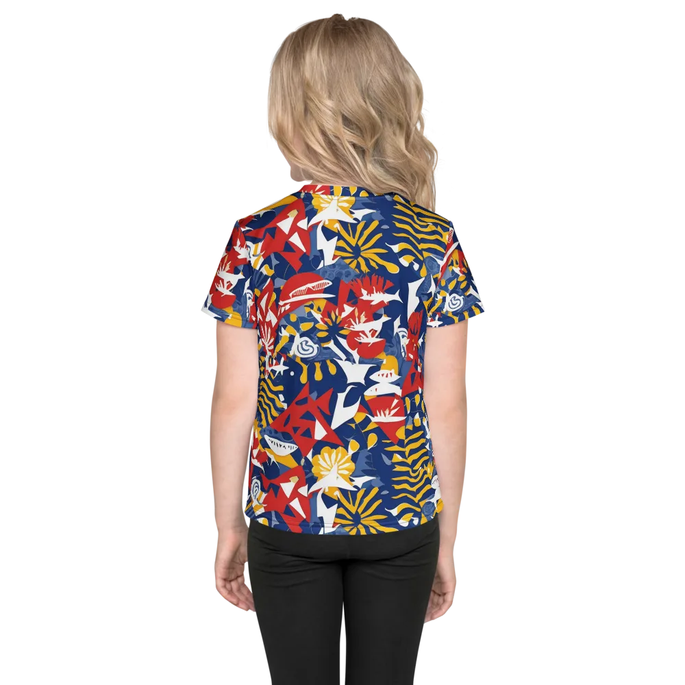 Marigold Riot on Kids Crew Neck T-Shirt — Back