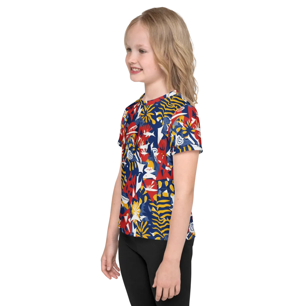 Marigold Riot on Kids Crew Neck T-Shirt — Left