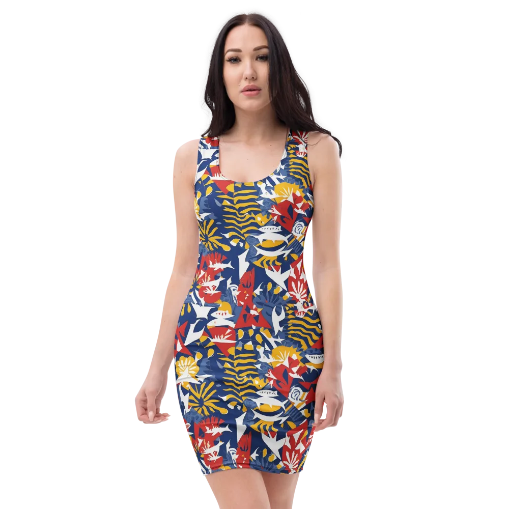 Marigold Riot on Bodycon Dress — Front