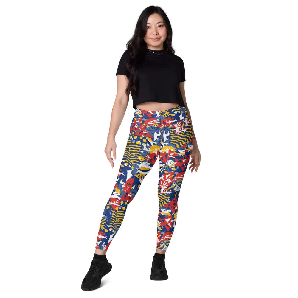 Marigold Riot on Leggings with Pockets — Front