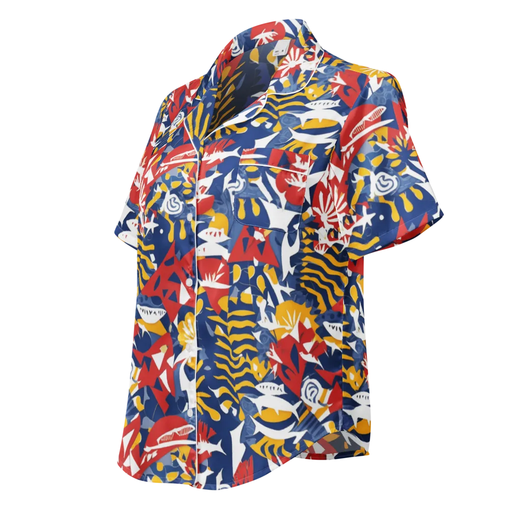 Marigold Riot on Women's Short Sleeve Pajama Top — Left Front