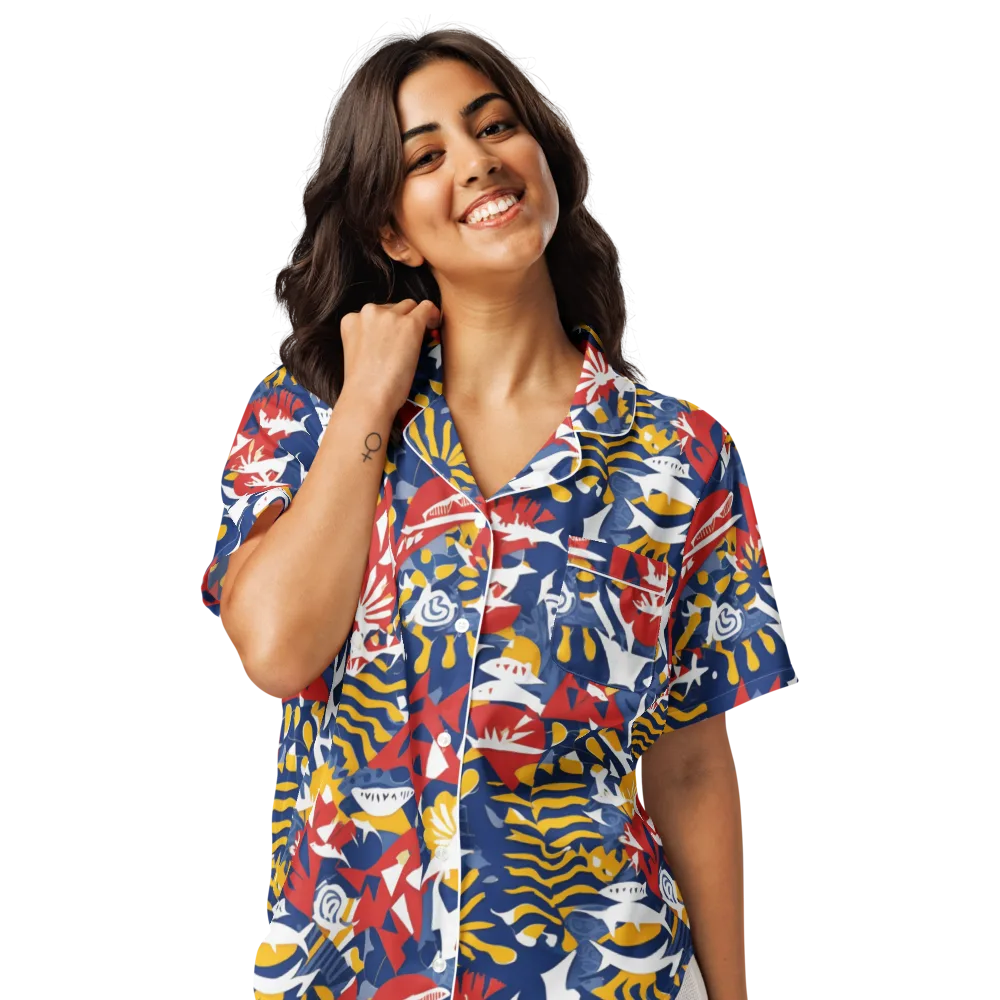 Marigold Riot on Women's Short Sleeve Pajama Top — Front