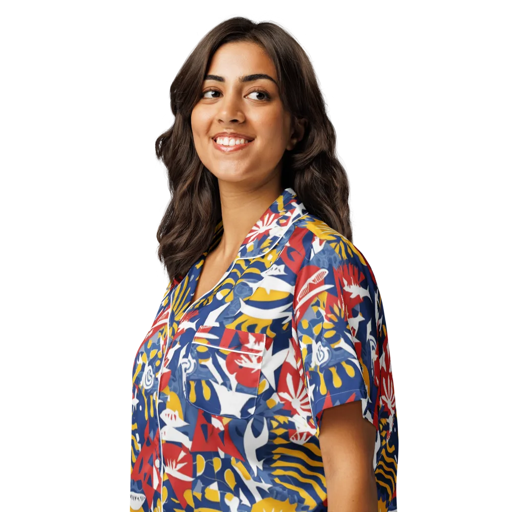 Marigold Riot on Women's Short Sleeve Pajama Top — Left Front