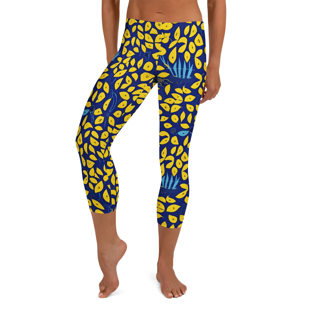 Midnight Lemon on Capri Leggings — Front