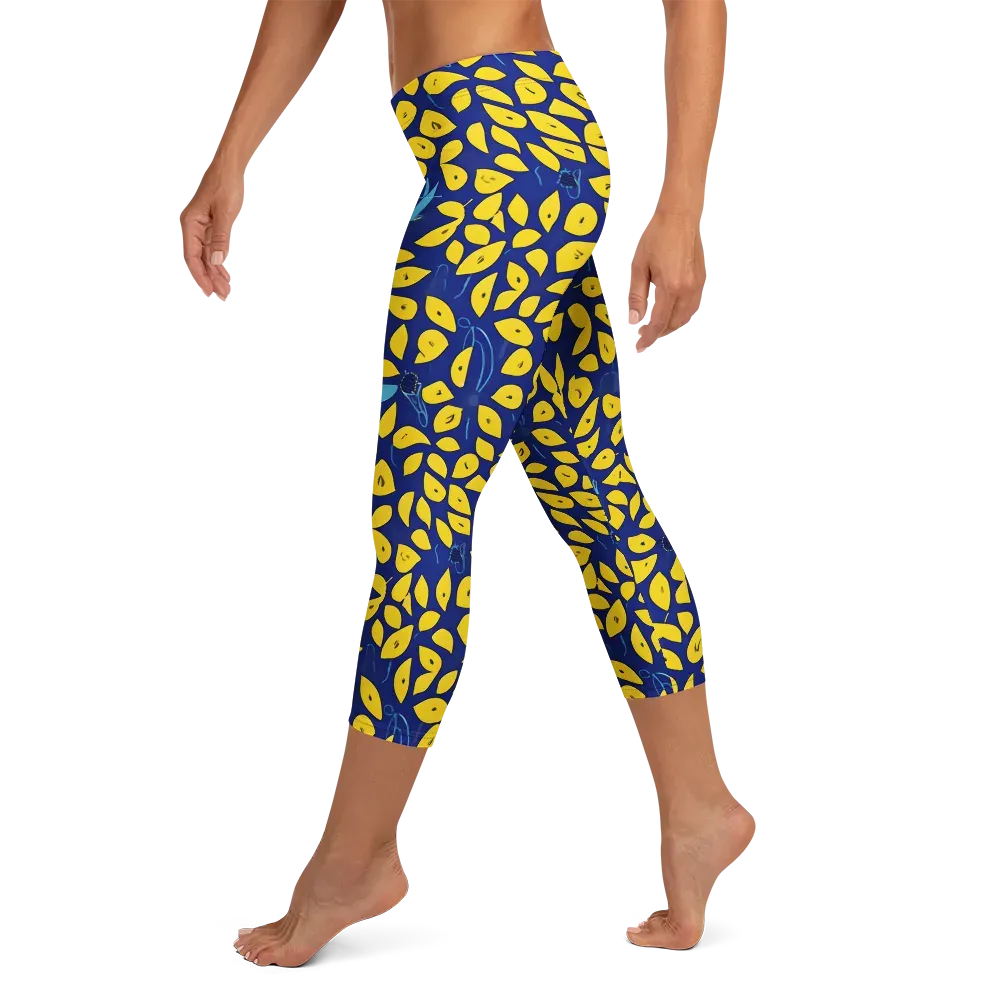 Midnight Lemon on Capri Leggings — Left