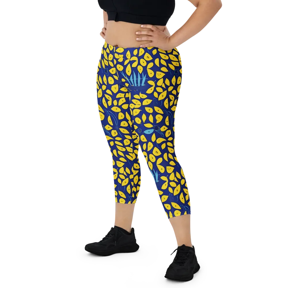 Midnight Lemon on Capri Leggings — Front