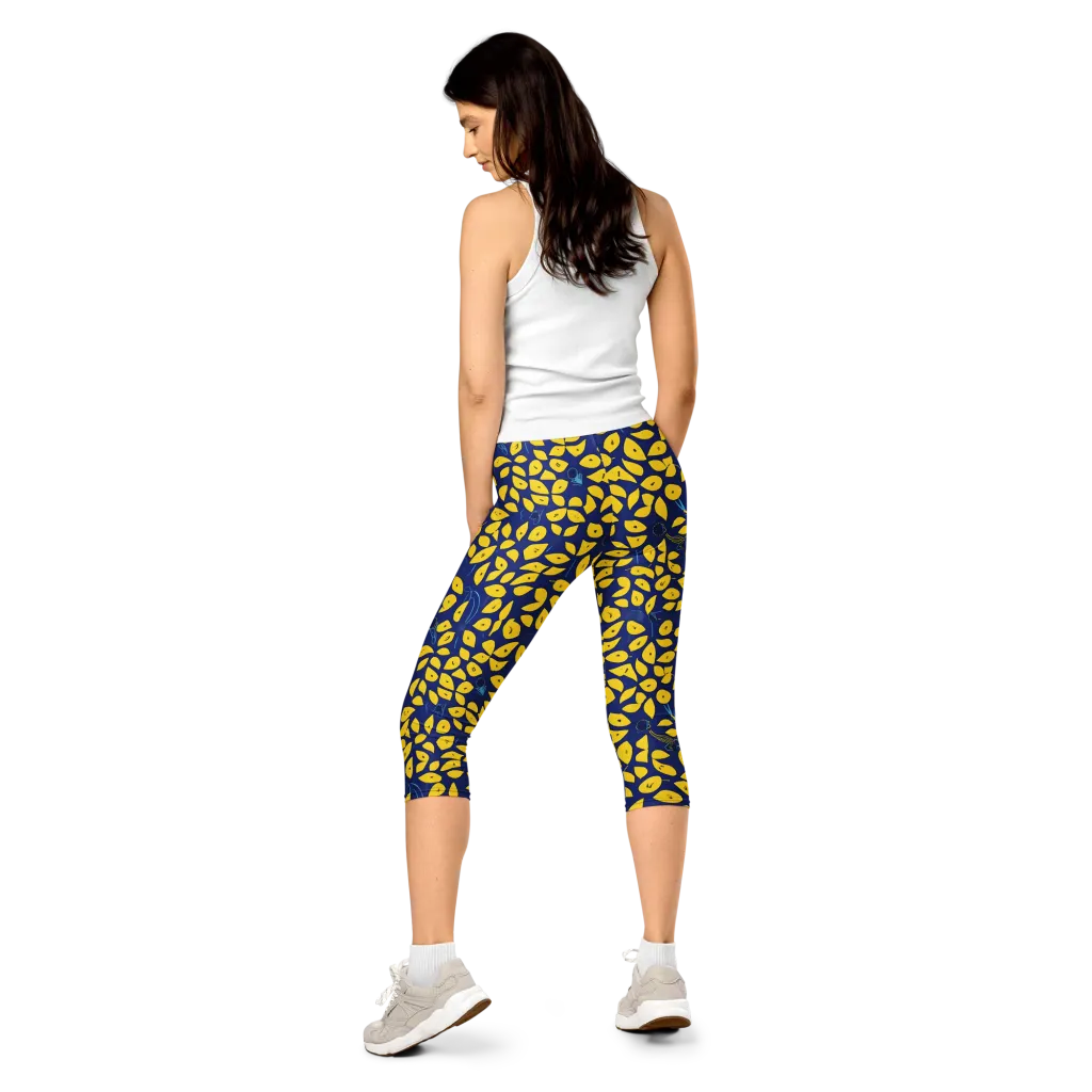 Midnight Lemon on Capri Leggings — Back