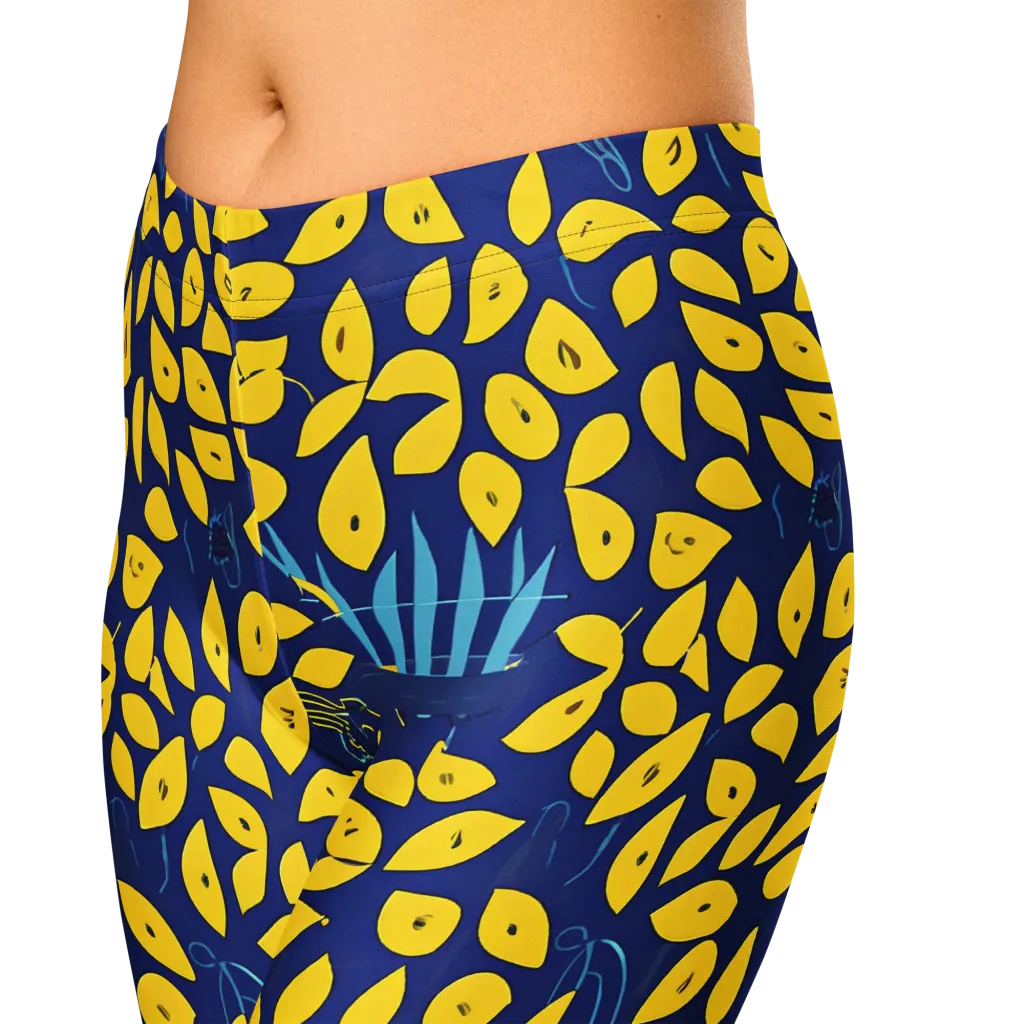 Midnight Lemon on Capri Leggings — Zoomed-in