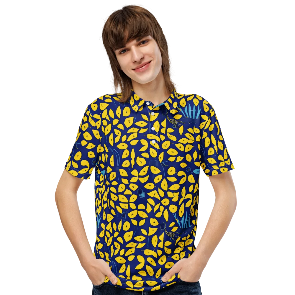 Midnight Lemon on Men's Slim Fit Polo Shirt — Front
