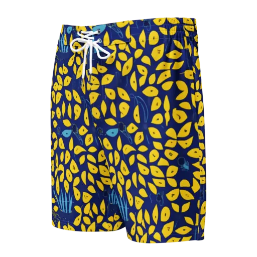 Midnight Lemon on a Men's Board Shorts