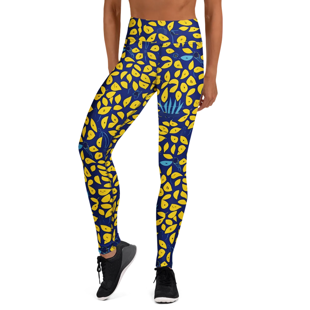 Midnight Lemon on Yoga Leggings — Front