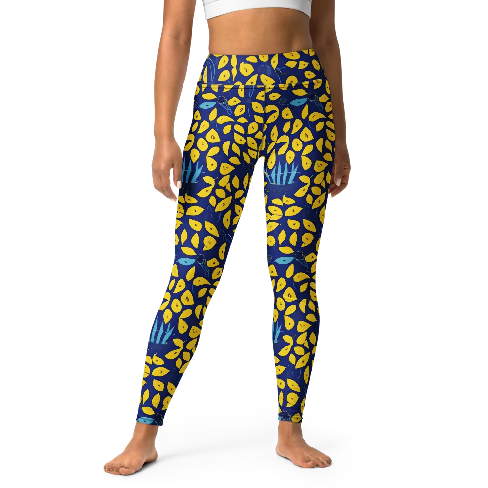 Midnight Lemon on Yoga Leggings — Front