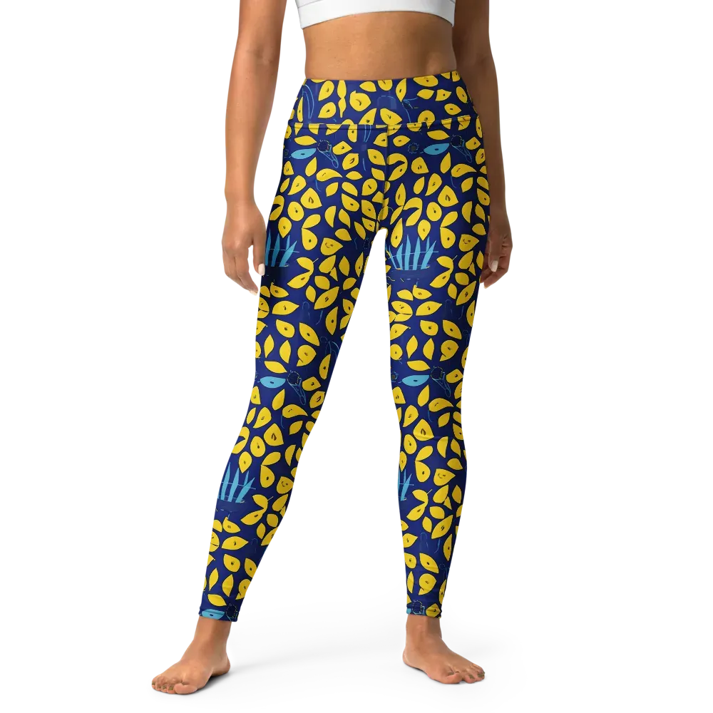 Midnight Lemon on Yoga Leggings — Front