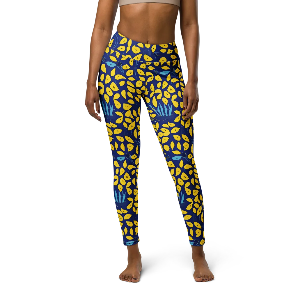 Midnight Lemon on Yoga Leggings — Front