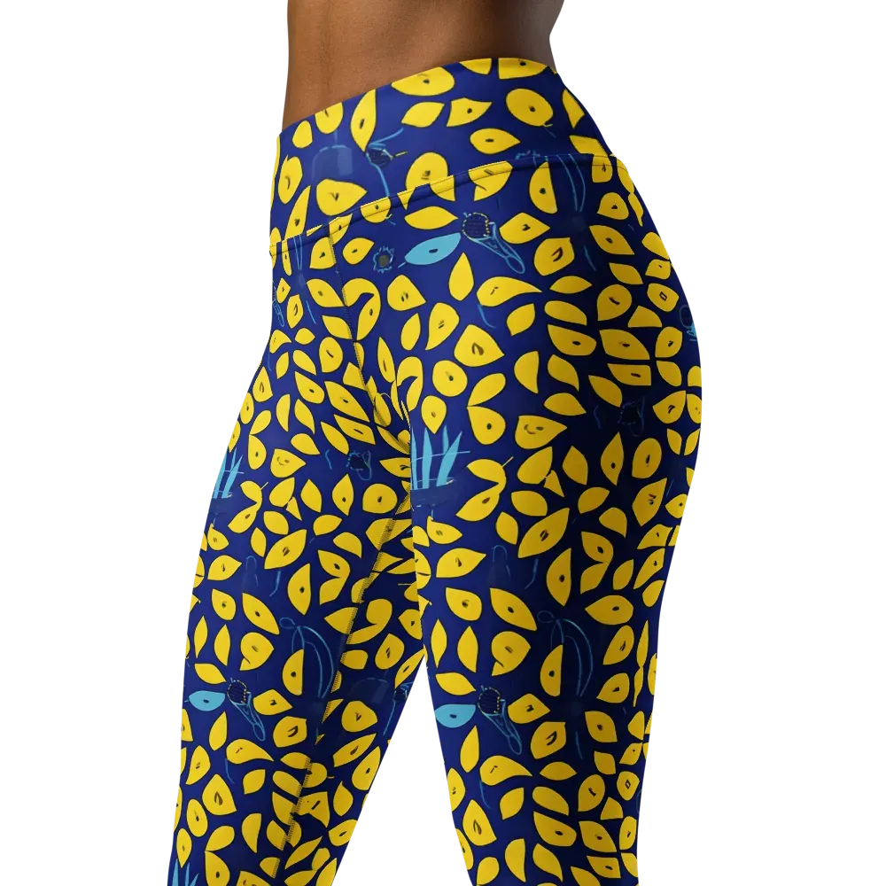 Midnight Lemon on Yoga Leggings — Left Front