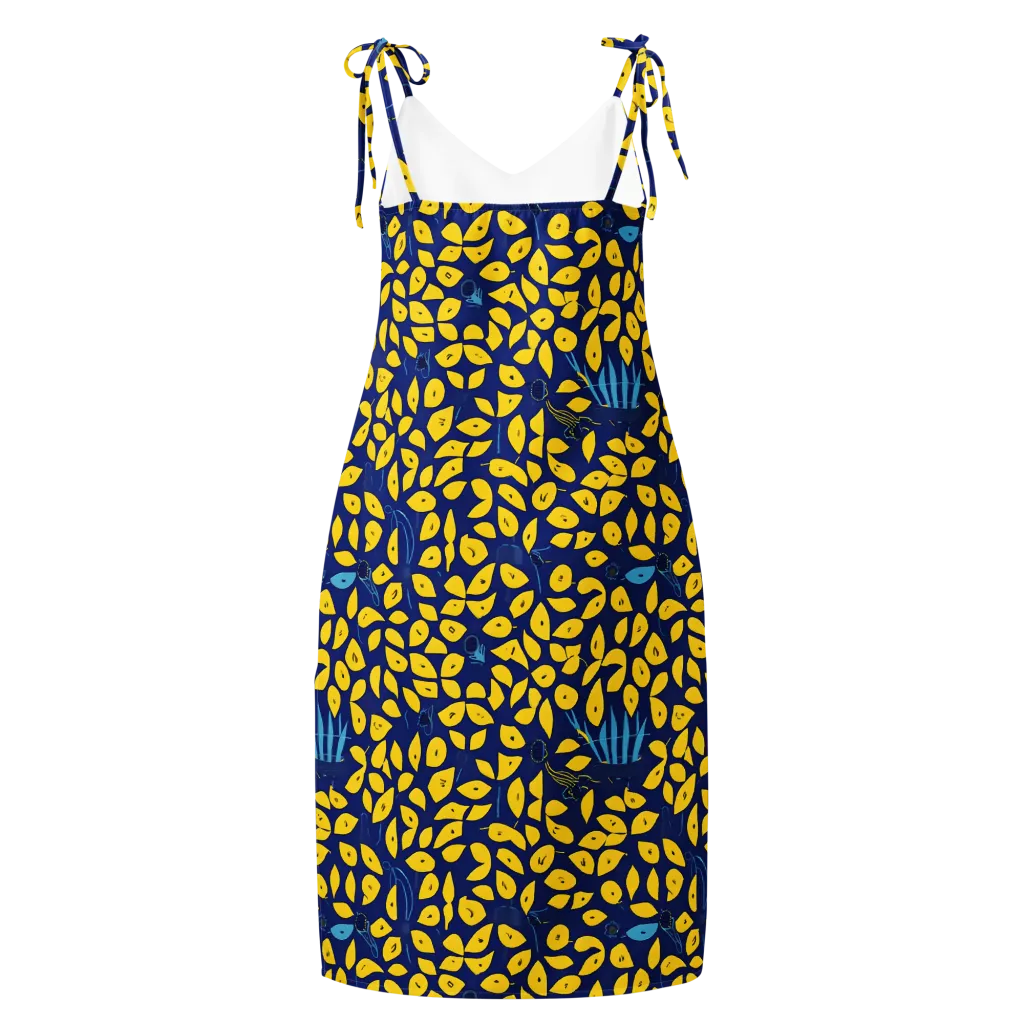 Midnight Lemon on Slip Dress — Back