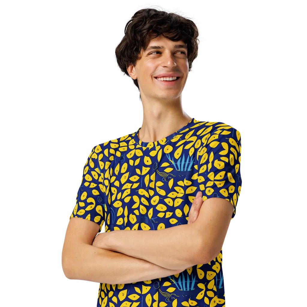Midnight Lemon on Men's Crew Neck T-Shirt — Left Front