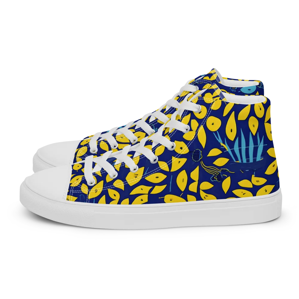 Midnight Lemon on Men's High Top Canvas Shoes — Left