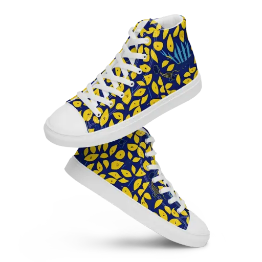 Midnight Lemon on a Men's High Top Canvas Shoes