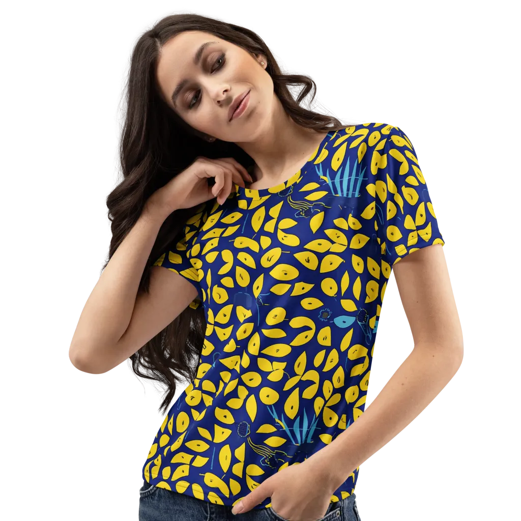 Midnight Lemon on Women's Crew Neck T-Shirt — Left Front