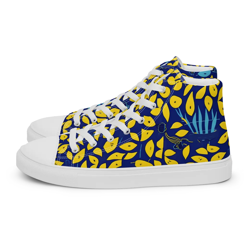 Midnight Lemon on Women's High Top Canvas Shoes — Left