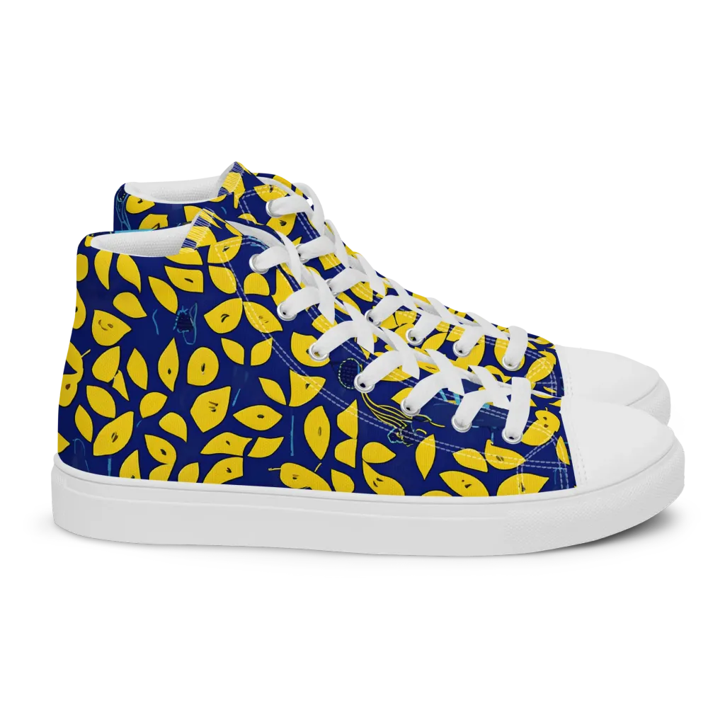 Midnight Lemon on Women's High Top Canvas Shoes — Right