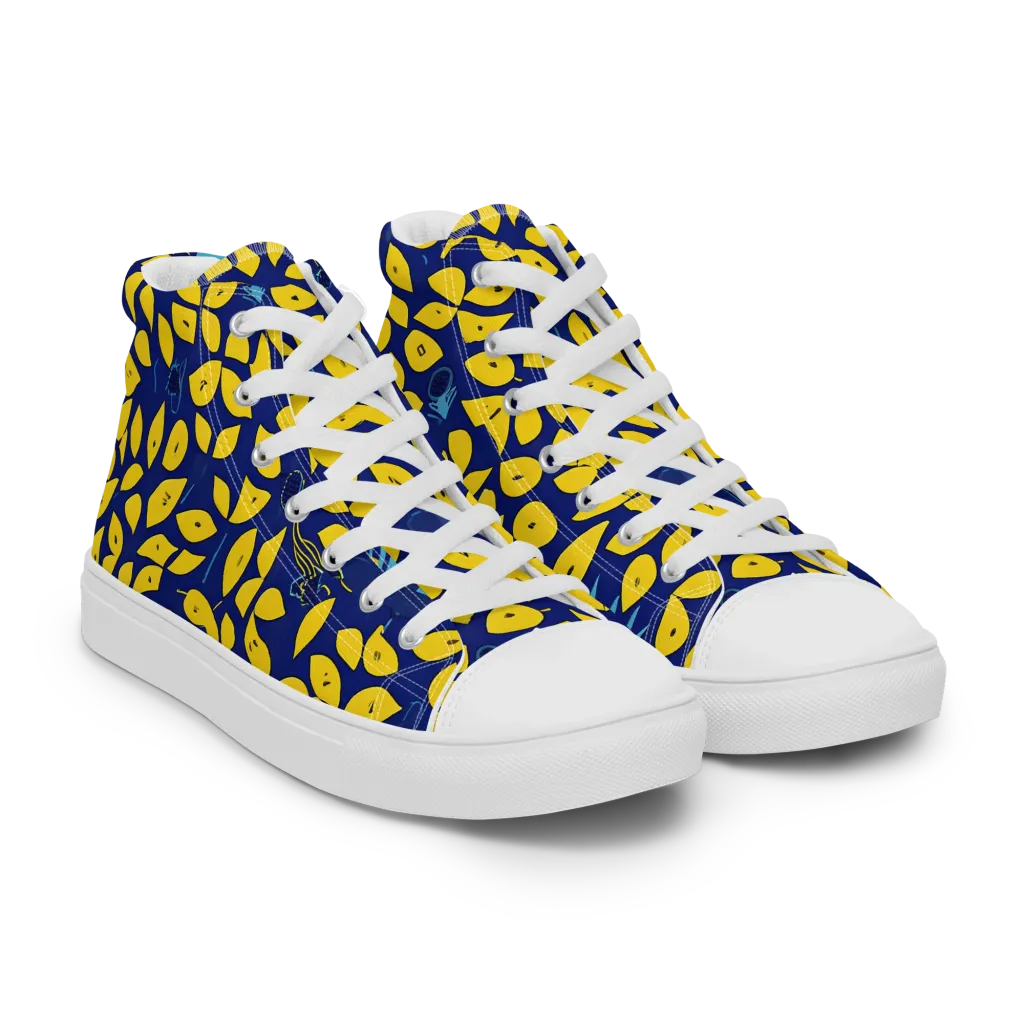 Midnight Lemon on Women's High Top Canvas Shoes — Right Front