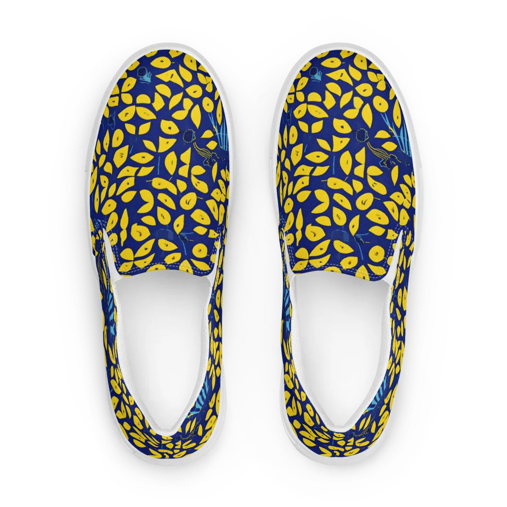 Midnight Lemon on Men's Slip-On Canvas Shoes — Front