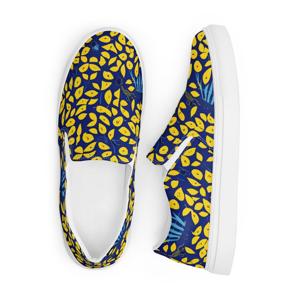 Midnight Lemon on Men's Slip-On Canvas Shoes — Front
