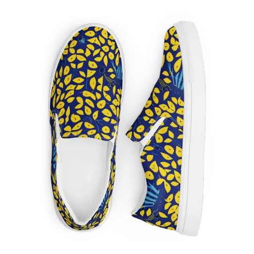 Midnight Lemon on a Men's Slip-On Canvas Shoes