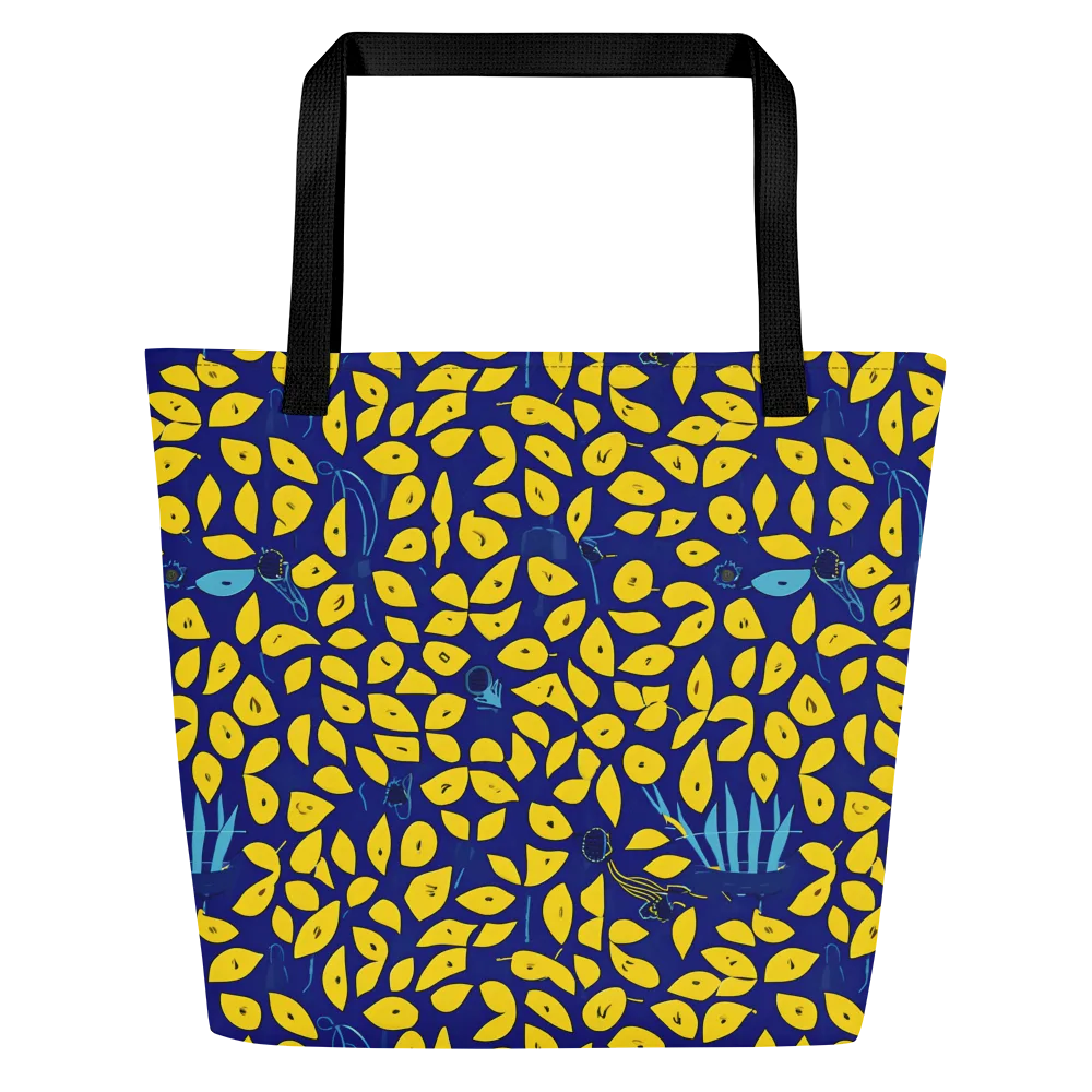 Midnight Lemon on Large Tote Bag W/ Pocket — Front