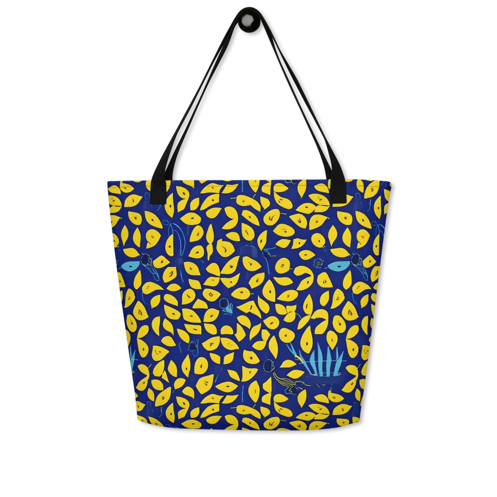 Midnight Lemon on Large Tote Bag W/ Pocket — Front