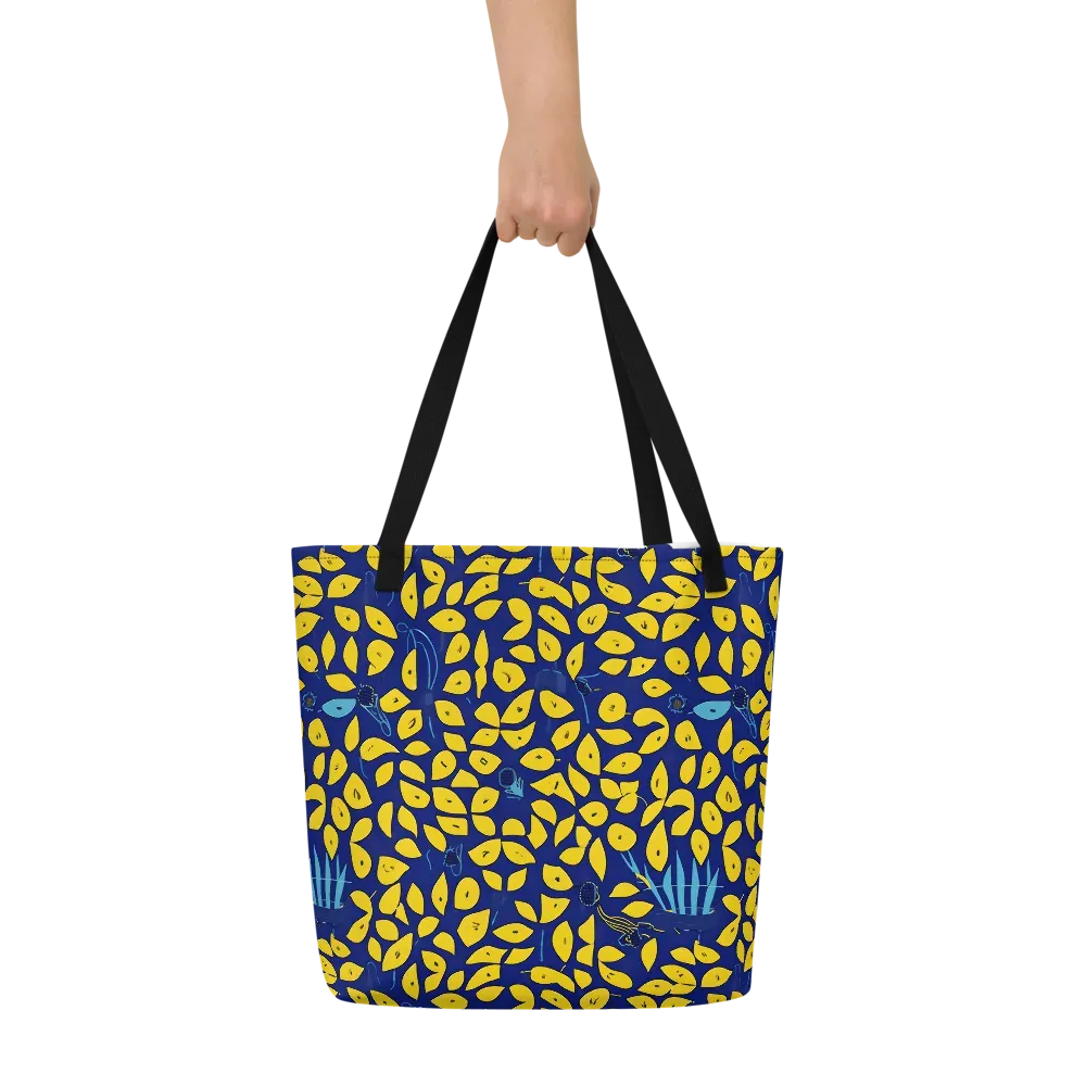 Midnight Lemon on Large Tote Bag W/ Pocket — Front