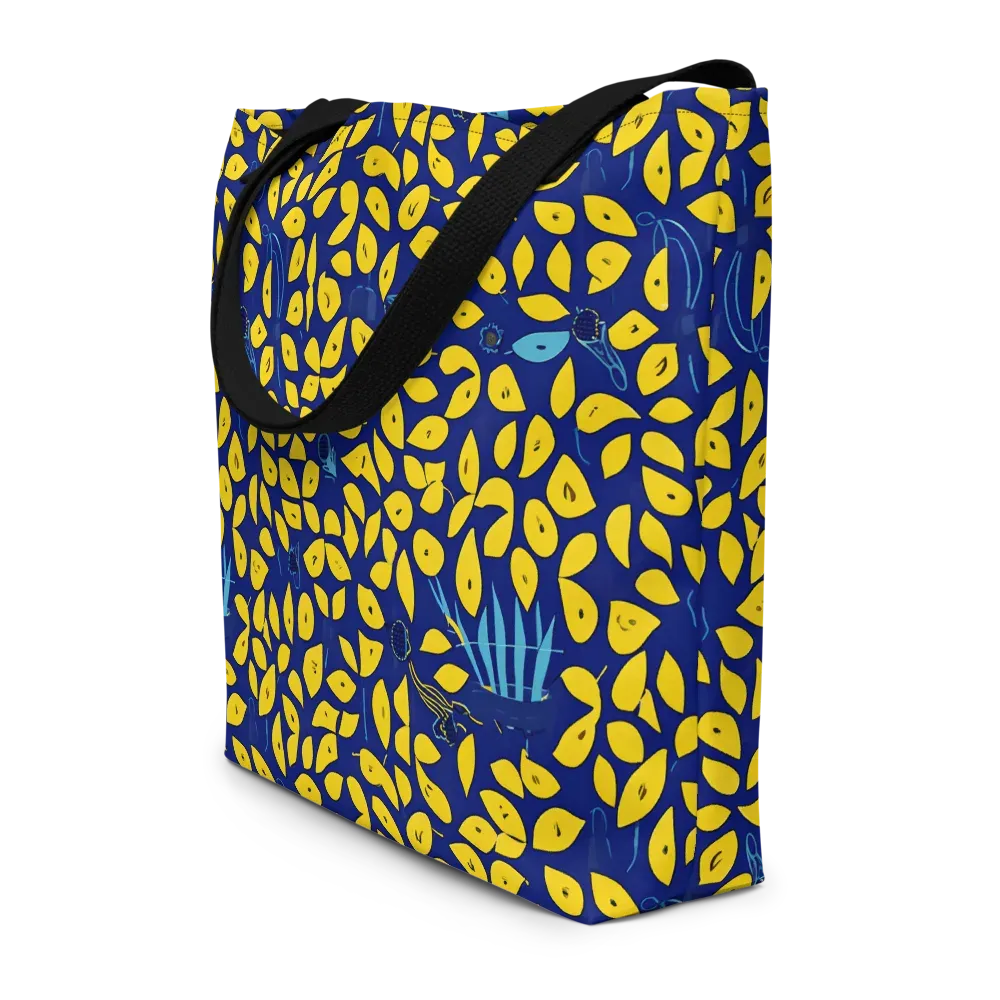 Midnight Lemon on Large Tote Bag W/ Pocket — Front