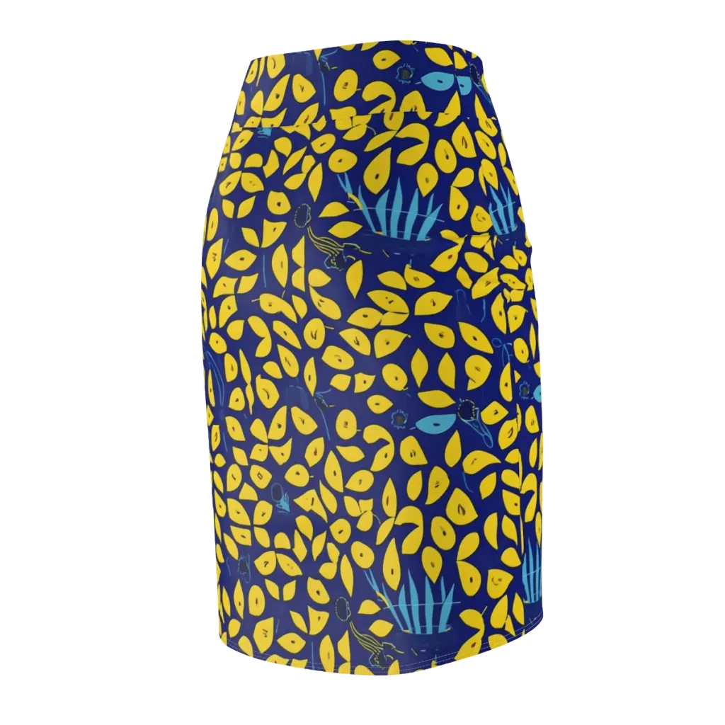 Midnight Lemon on Pencil Skirt — Back Side