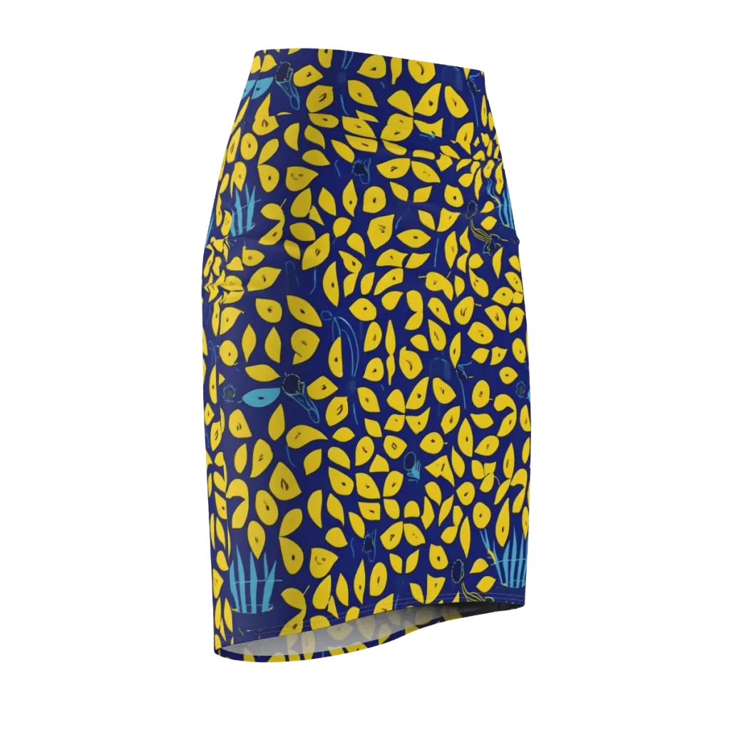Midnight Lemon on Pencil Skirt — Front Side