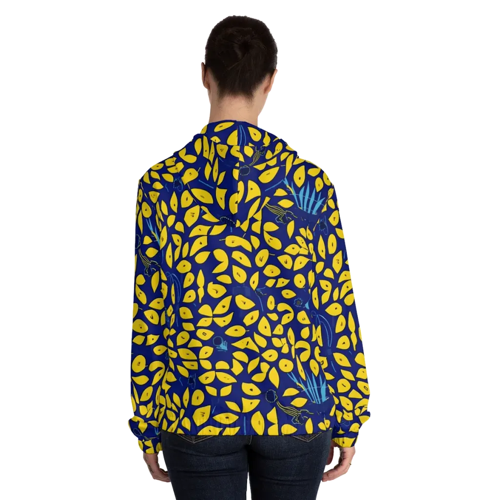 Midnight Lemon on Women's Full-Zip Hoodie — Back On Person