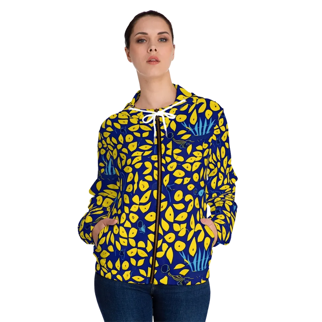 Midnight Lemon on Women's Full-Zip Hoodie — Front On Person