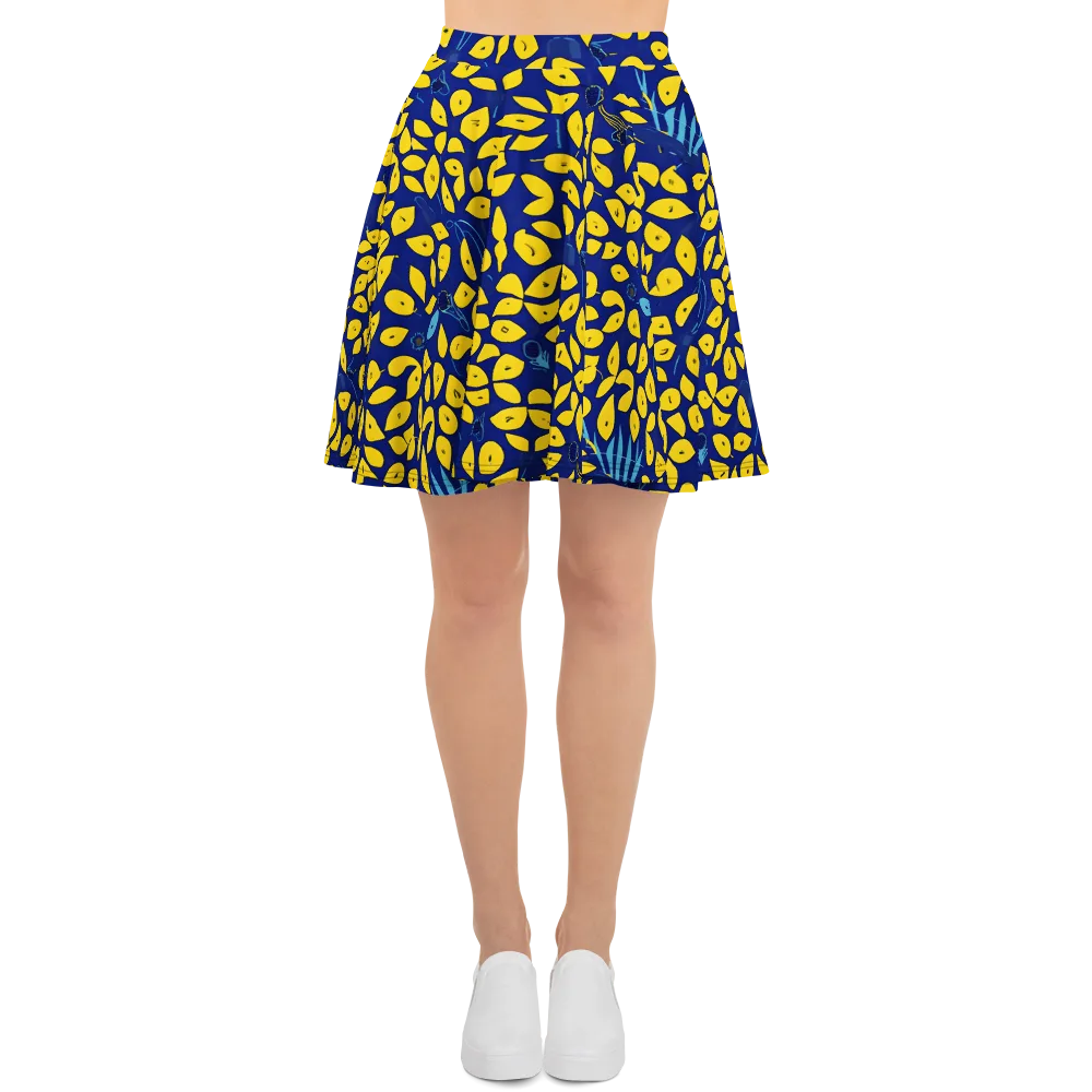 Midnight Lemon on Skater Skirt — Front