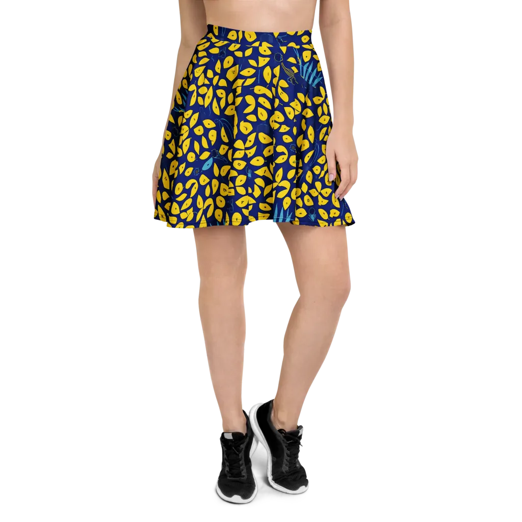 Midnight Lemon on Skater Skirt — Front