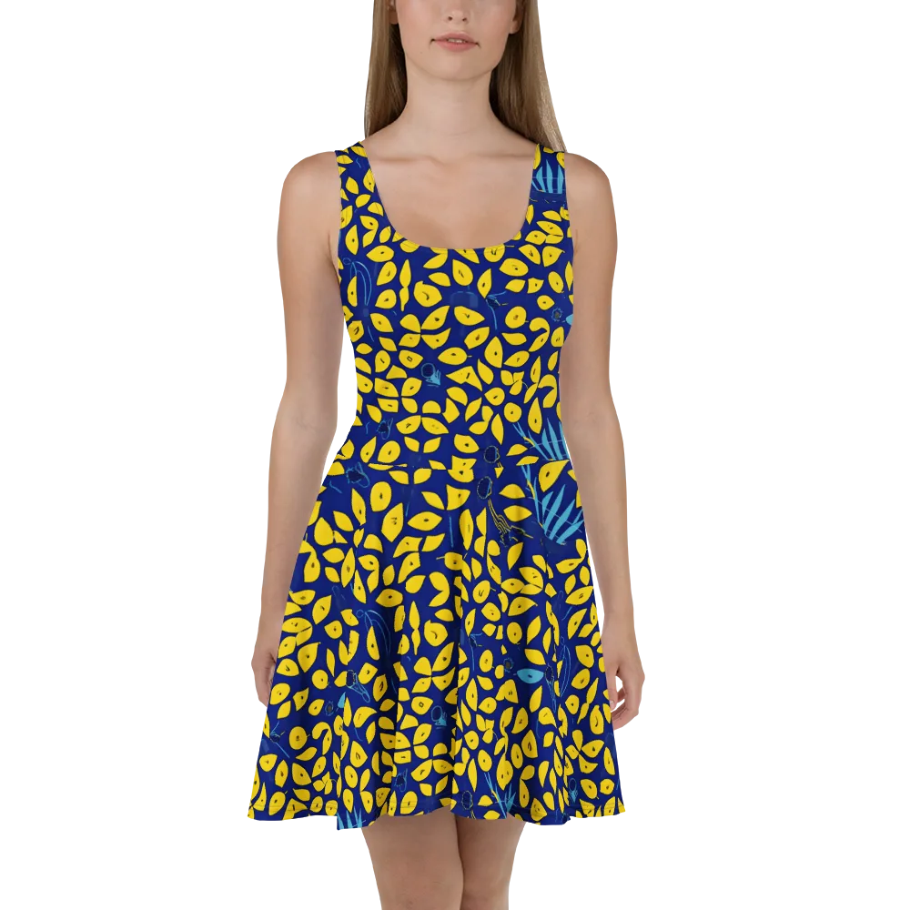Midnight Lemon on Skater Dress — Front