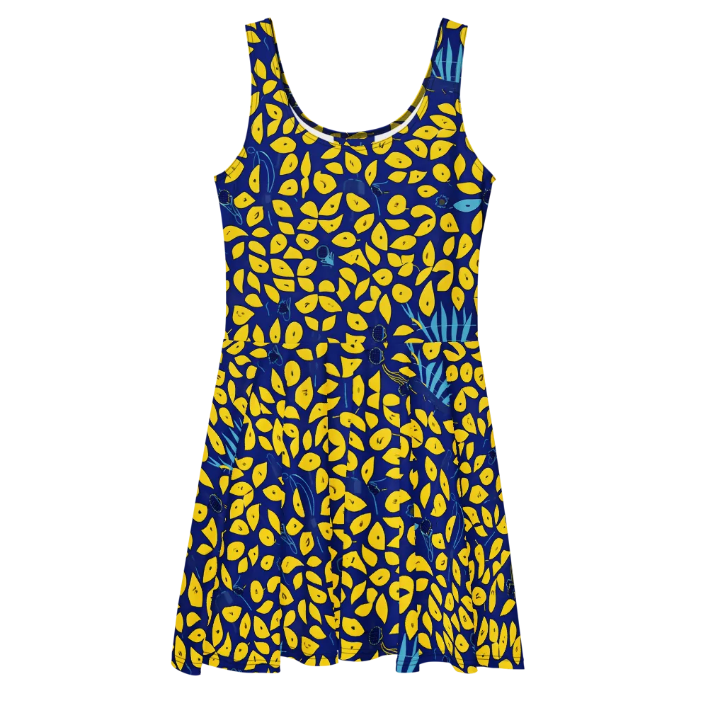 Midnight Lemon on Skater Dress — Front