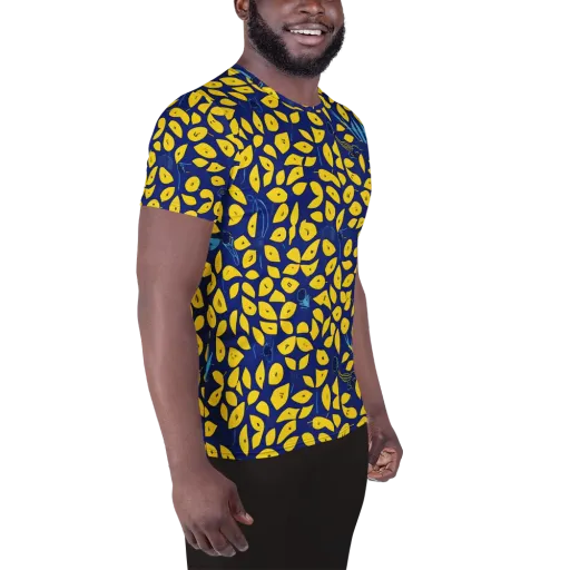 Midnight Lemon on a Men's Athletic T-Shirt