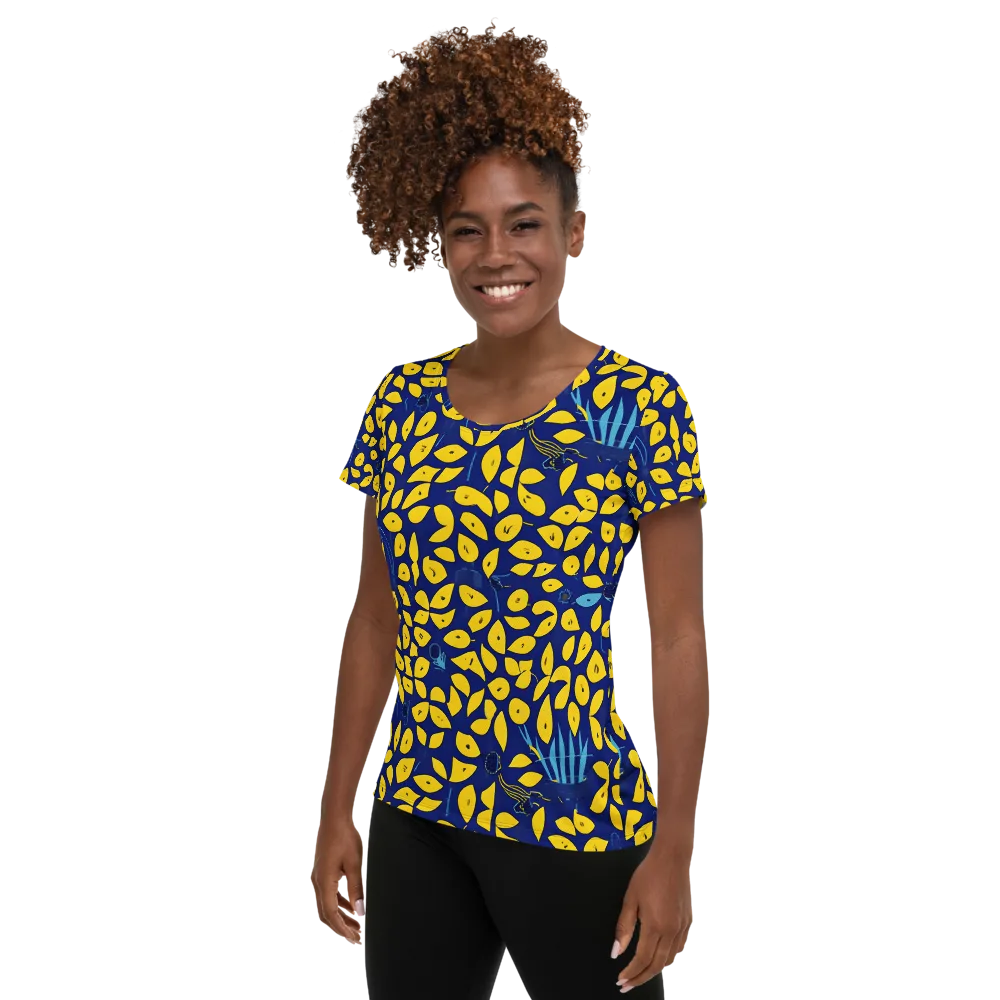 Midnight Lemon on Women's Athletic T-Shirt — Left