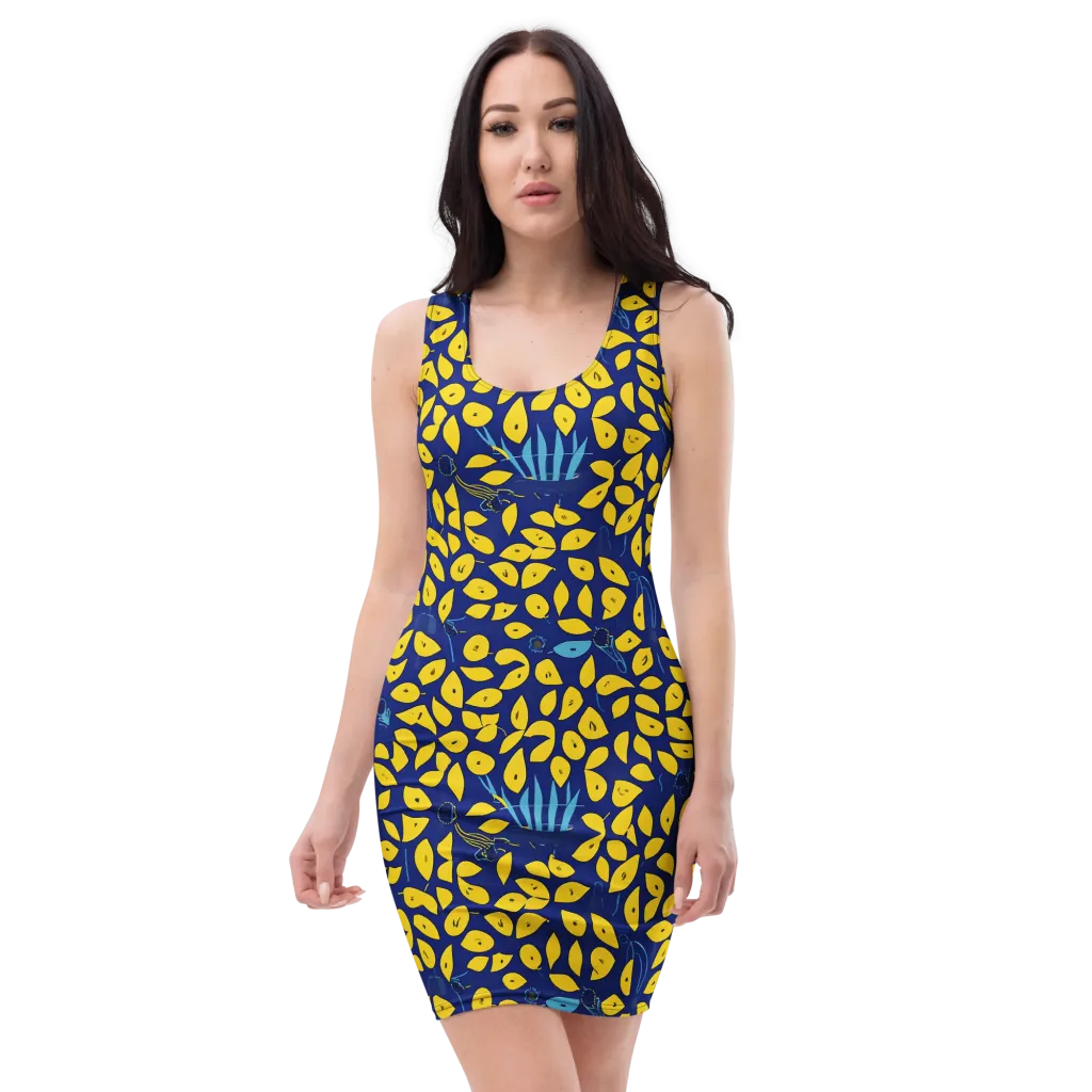 Midnight Lemon on Bodycon Dress — Front