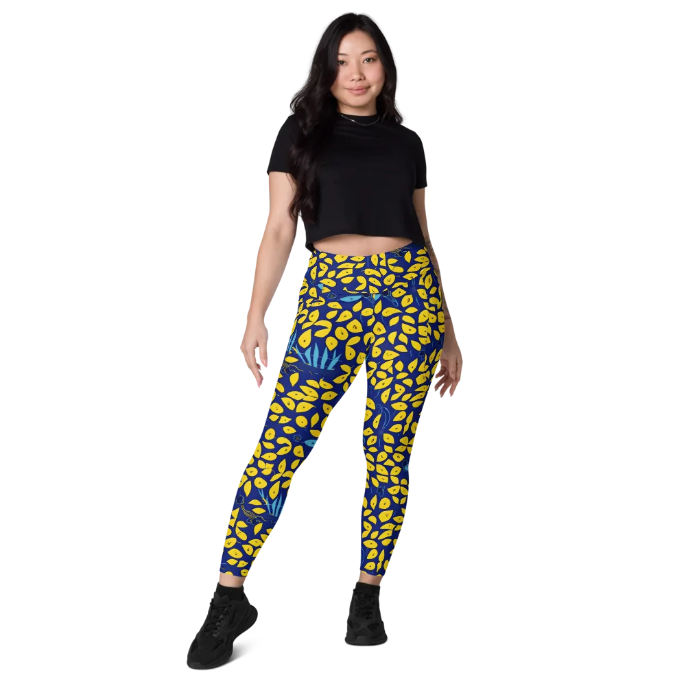 Midnight Lemon on Leggings with Pockets — Front