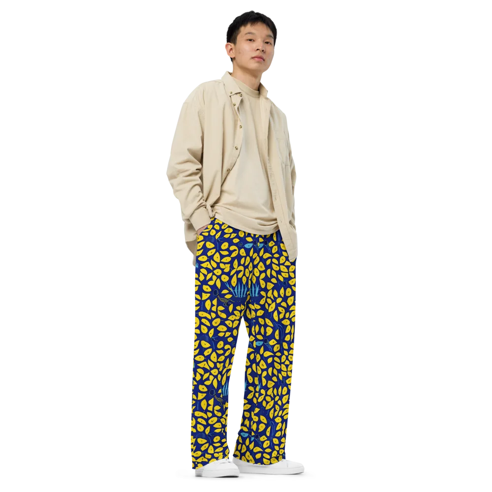 Midnight Lemon on Wide-Leg Pants — Right Front
