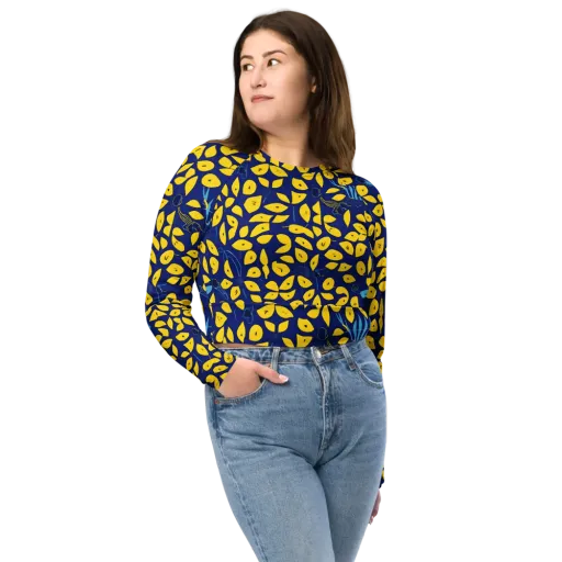 Midnight Lemon on a Long Sleeve Crop Top
